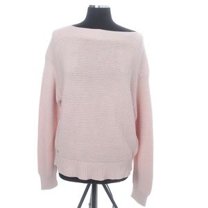 NWT Lauren Ralph Lauren LRL Pink Cotton Knit Sweater, Large